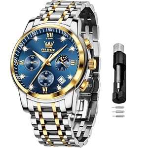 OLEVS Mens Watches Chronograph Business Dress Quartz Stainless Steel Waterproof Luminous Date Wrist Watch