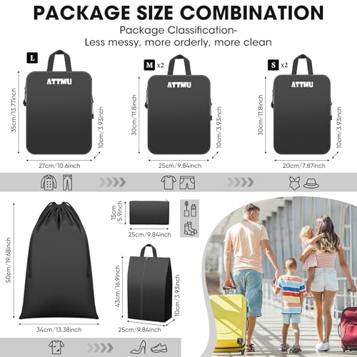 8 Set Compression Packing Cubes for Travel, Expandable Compression Cubes for Suitcases, Lightweight Suitcase Organizer with Shoes & Laundry Bags, Travel Accessories for Men Women4