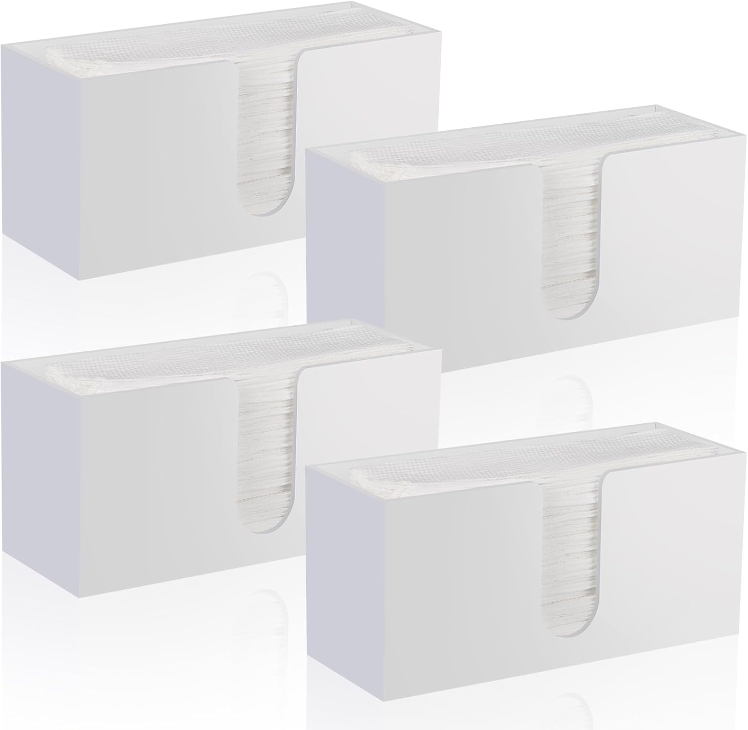 4Pack White Acrylic Countertop Paper Towel Dispenser, Folded Paper Towel Dispenser