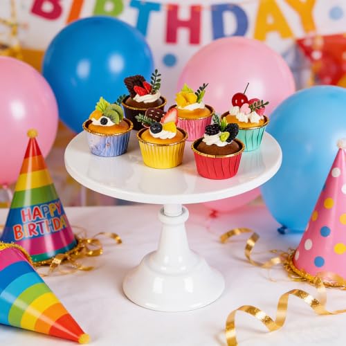 FEOKUMO 3-Pack White Metal Cake Stand Set, 8/10/12 Inch Tiered Display Stand with Pedestal Base for Wedding, Birthday, Baby Shower, Party Dessert Table