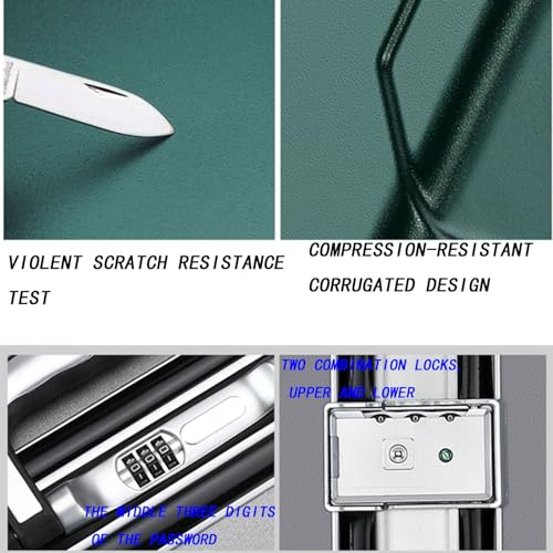 Anti-Scratch and Pressure-Resistant Suitcase, Charging Port Password Lock Height-Adjustable Trolley Suitcase for Business Trips (Blue Black Frame C)3