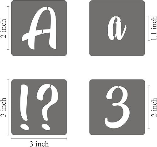 Miniatura 9 de Plantillas de letras del alfabeto de 1.5 pulgadas, paquete de 70 plantillas de letras con números para pintar en madera, plantillas reutilizables de