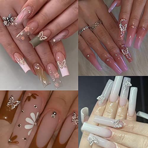 Butterfly Nail Charms Silver Butterfly Nail Gems 3D Metallic Butterflies Nail Rhinestones For Acrylic Nails Designs Shiny Butterfly Crystal Charms For Women Girls Nail Art Supplies Decoration 20Pcs #TOP6