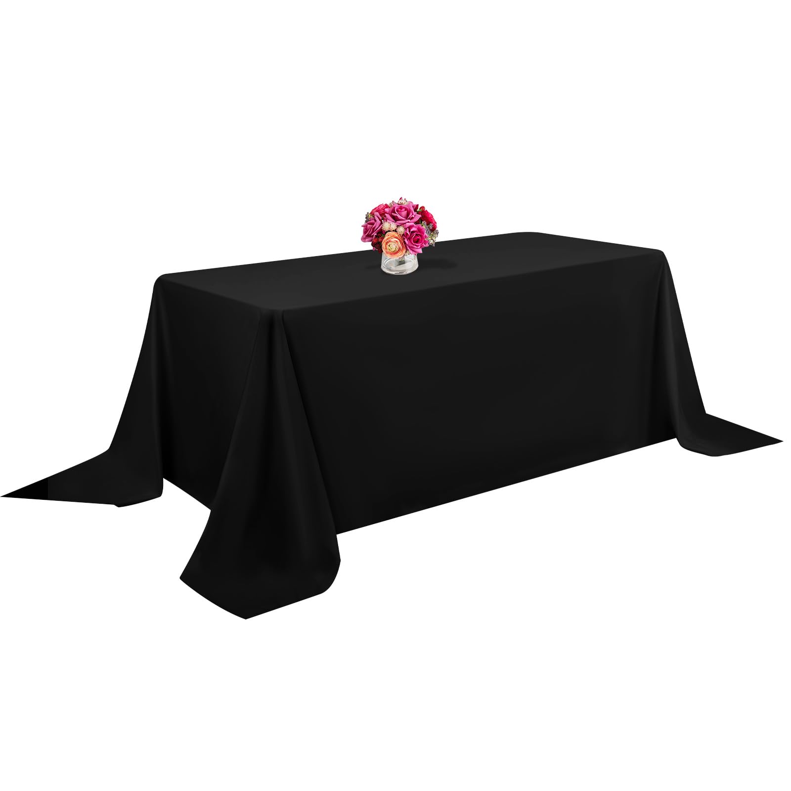 WEALUXE Tovaglia Classica Nero 90x156 Cm, Confezione Da 2, In Poliestere Lavabile, Antimacchia E Antipiega, Per Tavolo Rettangolare 8 Posti