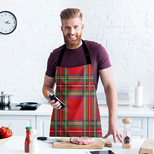 Moslion FBAPRONTZ-A14 Plaid Apron 31X27 Inch Vintage Christmas Red Green Gingham Checkered Buffalo Check Kitchen Chef Waitress Cook Aprons Bib thumb #2