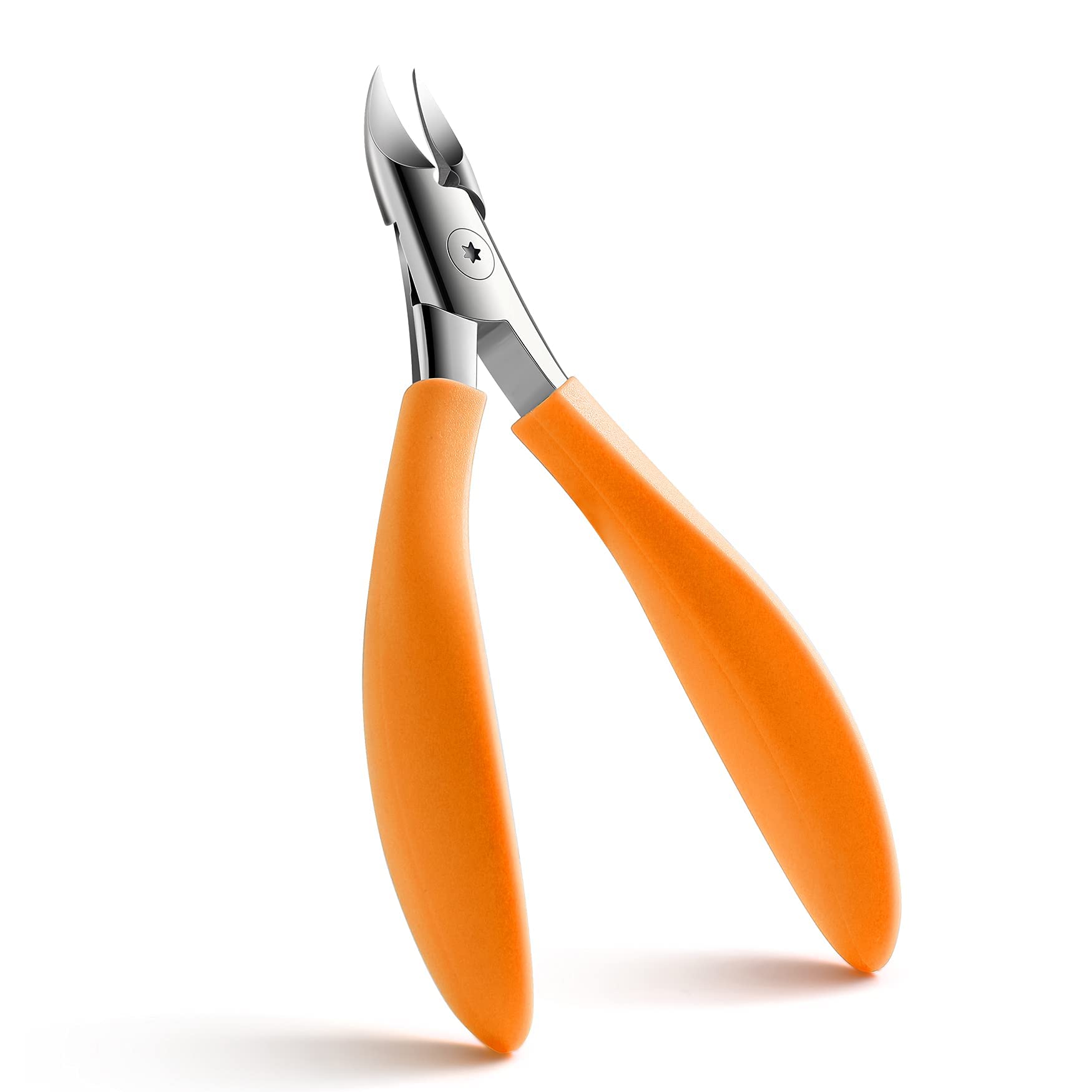 FVION Nagelzangen für Fußnägel Profi – Edelstahl Fussnagelschere für Dicke & Eingewachsene Nägel, Nagelschere Fußnägel & Fingernägel, Weicher Rutschfester Griff - Orange