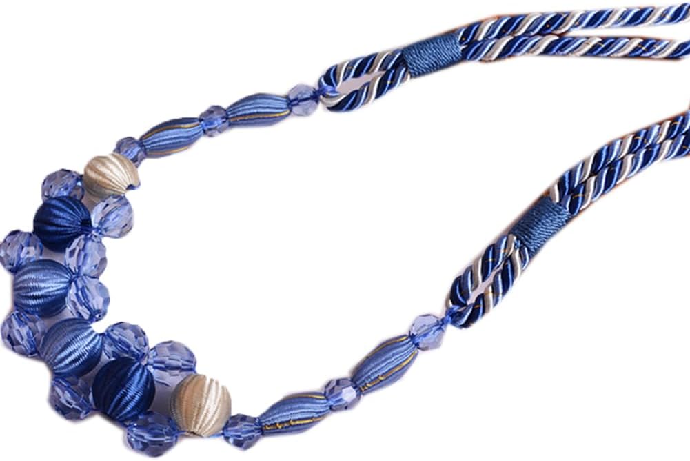 1 Pair Acrylic Crystal Curtain Rope Holdbacks Creative Beads Curtain Tiebacks Buckle Decorative Drapery Holdbacks (Royal Blue)