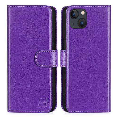 32nd Book Wallet PU Leather Flip Case Cover For Apple iPhone 14 (6.1"), Design With Card Slot and Magnetic Closure - Purple