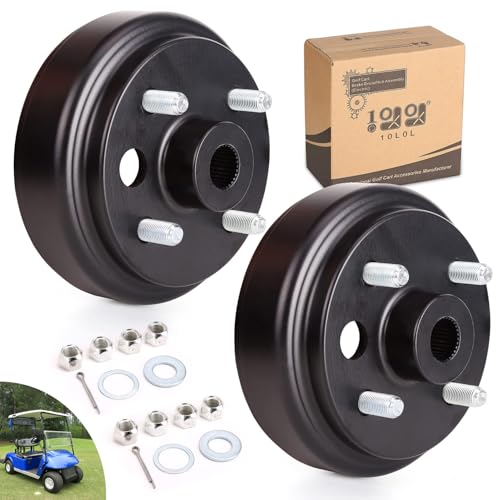 10L0L 21807G1 Golf Cart 1 Inch Large Hole 30 Teeth Spline Brake Drum Assembly for 4 Cycle Gas 1991-Up EZGO TXT, RXV, Marathon, Medalist, Columbia, OEM# 21807-G1, 41843-94 (2 Packs)