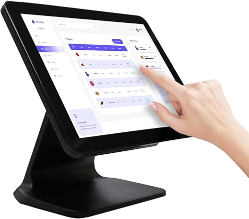 DEKEXI Monitor de sistema POS de 15 pulgadas con táctil, caja registradora minorista con Windows 10 Pro, CPU 5250U 4G RAM 128G SSD, punto de venta