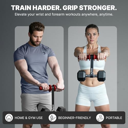 Image of DMoose Fitness Forearm Strengthener & Wrist Roller - Non-Slip Thicker Handles, 35 inch Durable Nylon Strap - Grip Trainer for Wrist, Hand & Forearm Muscles - Arm Exerciser for Strength Training & Rehab