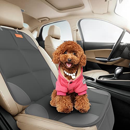 Image of SMART ELF 2 Pack Car Seat Protector - 600D Fabric Waterproof (Dark Gray) | Baby /Pets for Child Car Seat with Thicily Padded and Non-Slip Backing Mesh Pockets, Universal Size - Sedan SUV Truck
