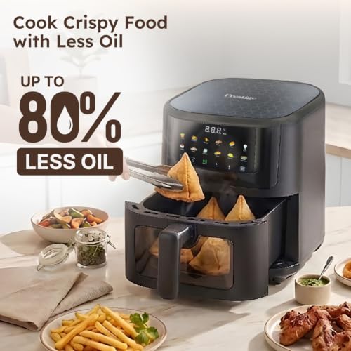 Image of Prestige Crystachef 5.5L 1350W Air Fryer Black |11 Preset Menu Option|See Through Window|Safety Interlocking|Specially Designed Frying Basket| Upto 80% Less Oil|1 Year Warranty