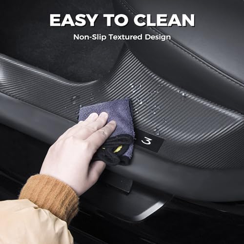 Image of 8Pcs Door Sill Protector for Tesla Model 3 Highland 2023 2024 2025 2026, Carbon Fiber Anti-Scratch, Highland Kick Protection Pad Interior Accessories, Friction Resistant, Easy Install