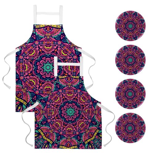 Tablier mandala floral multicolore style boho hippie chic