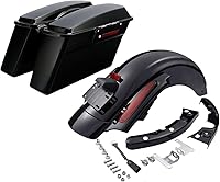 Vista 26 de TCMT Alforjas duras + guardabarros trasero LED para Harley Touring Road King Electra Glide Street Glide Road Glide Ultra Classic 2009-2013