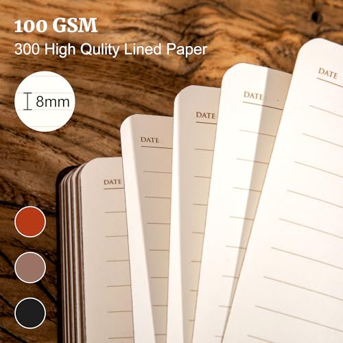 CAGIE Lined Journal Notebook for Women Men, 300 Pages Soft Cover Notebook Leather Journals for Writing, 180 Lay Flat Vintage Mens Journal Personal Diary 8.5"×11", Brown — view 6