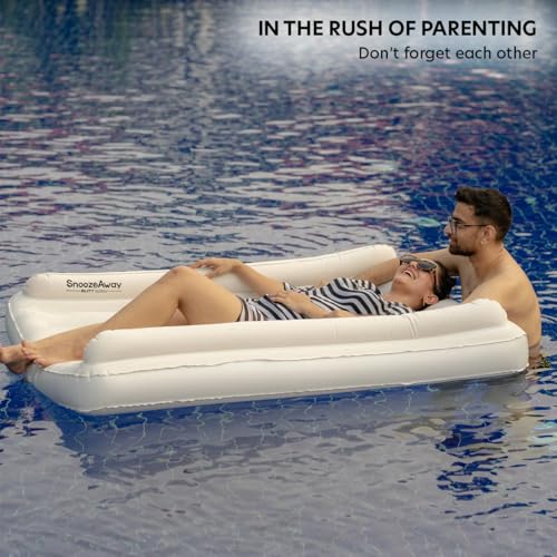 Image of BUTT BABY SnoozeAway Inflatable Bed with Rechargeable Air Pump, Ultralight Portable Ergonomic Bed for Kids & Adults | Floating Pool, Beach, Camping, Trekking, Indoor & Outdoor Relaxation (Warm Ivory)