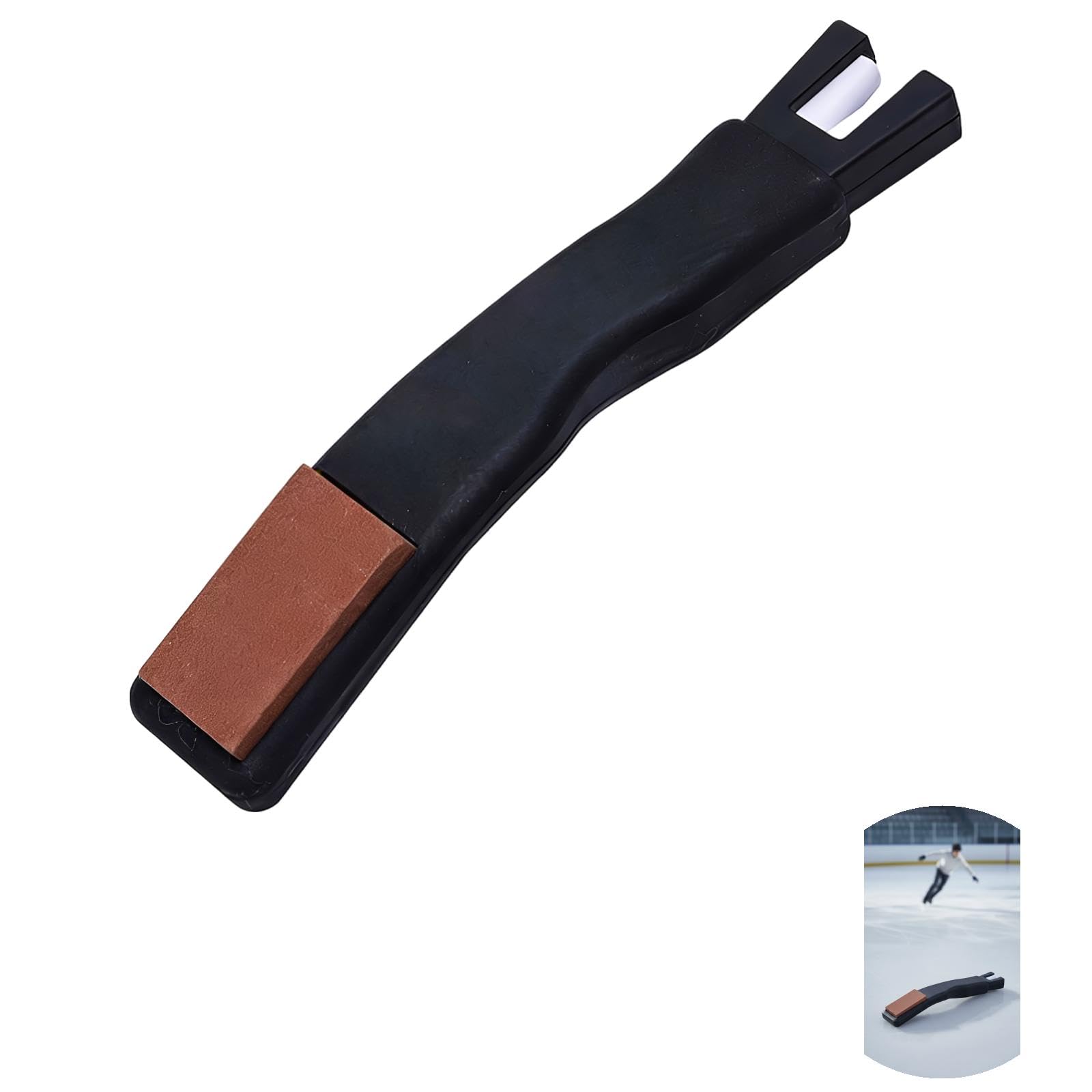 Lot de 3 affûteurs pour patins à glace, pierres d'affûtage double face, lame céramique en V, poignée en caoutchouc, accessoire portable pour patins de hockey, patins artistiques