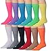 James Fiallo Men's 12 Pairs Colorful Solid Bold Dress Socks, Fits shoe 6-12 (sock size 10-13), MC12-12