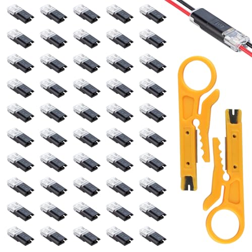 50 Stk Kabel Steckverbinder 2 Polig Klein, 2-Polig Stecker 2 Poliger Stecker, Steckverbindung Steckverbinder 18-22 AWG, Steckbarer Schneller Kabelstecker für Auto KFZ LKW Kabelverbinder Verbindungen