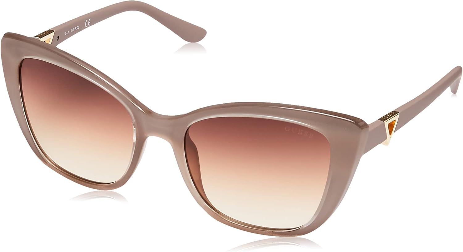 GUESS Women's GUA00007 Cat Eye Sunglasses, shiny beige, 55mm Amazon