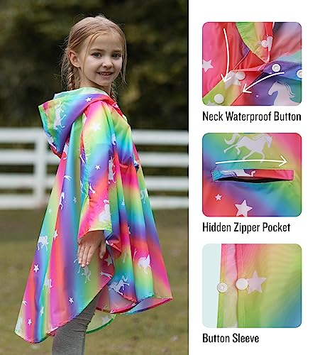 Image of SaphiRose Lightweight Kids Rain Poncho Jacket Waterproof Outwear Rain Coat