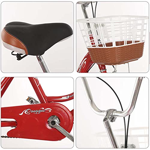Triciclos para adultos - Bicicleta plegable de 3 ruedas con asiento trasero y canasto de compras, bicicletas de tres ruedas de 20", triciclo de crucero con doble cadena, para mujeres / adultos mayores / padres, carga máxima 386 lb, color rojo miniatura 7