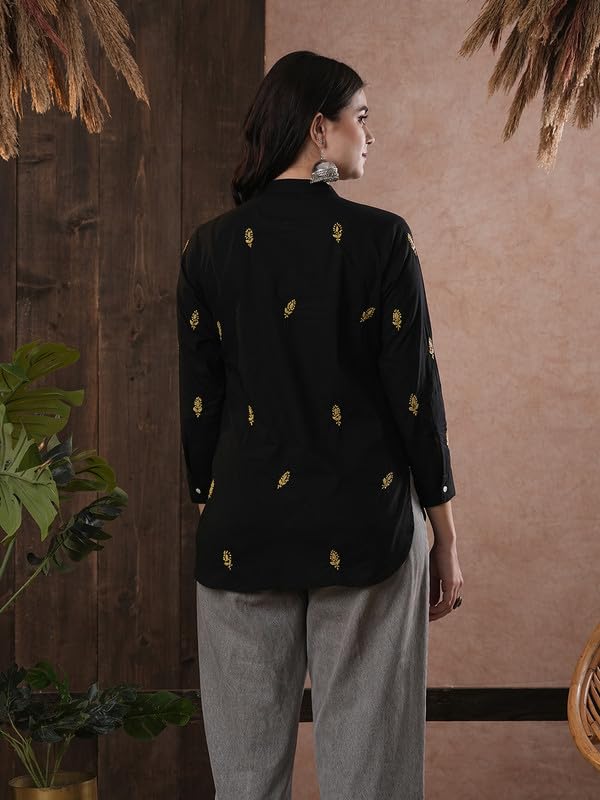 Image of Ada Hand Embroidered Lucknowi Chikankari Cotton Top for Women A911222
