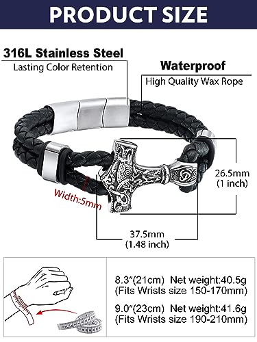 Pulsera de cuerda negra trenzada Bandmax estilo punk 7-9 pulg miniatura 6
