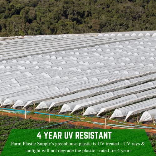 Farm Plastic Supply - White Greenhouse Plastic Sheeting - 6 Mil - (25' X 25') - 4 Year Uv Resistant Poly Greenhouse Film, 55% Light Transmission Hoop House Cover For Gardening, Agriculture #TOP2