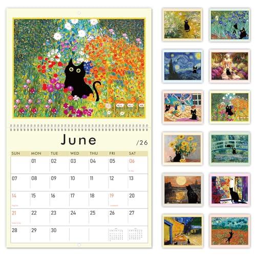GuassLee Cat Wall Calendar 2026-2027 Vertical Wall Calendar 2026 19-Months Hanging Art Calendar Jun. 2026 to Dec. 2027 14 x 23 Monthly Planner Wall with Thick Paper for Office School Home Teacher