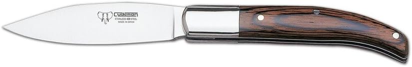 Cudeman Jacket 417-R Model 'Pastora' with red Wooden Handle, Intended for Hiking use, Blade of 3.75 inches, Fishing and Hunting Tool, Sport Activity, Camping,