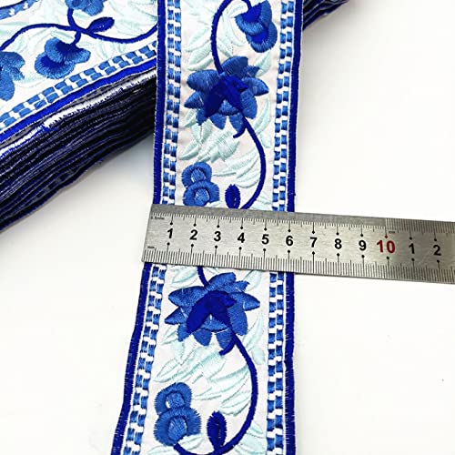 1 Yd Ethnic Embroidered Rose Lace Trim Jacquard Ribbon For Garment Accessories Diy Craft Making Flower Sewing Supplies #TOP1