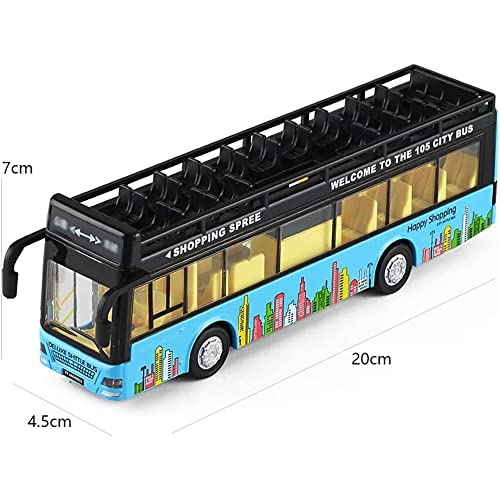 Image of DEUSON ECOM Diecast Metal Alloy London Long Bus Double Decker Sightseeing Bus Light & Music Open Door Collection Bus Toys for Boy Kids, Multi