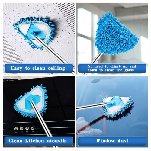 Aoof Triangle Cleaning Mop Wall Cleaner 360° Rotatable Adjustable Extra Long Handle With Extension Pole Wet And Dry Use #TOP5