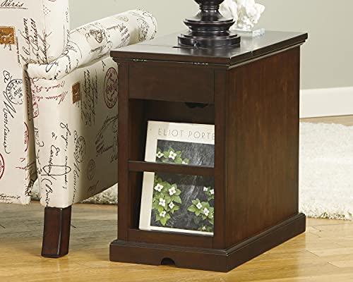 Signature Design By Ashley Laflorn Traditional Chairside End Table With Usb Slots & Electrical Outlets, Dark Brown #TOP6