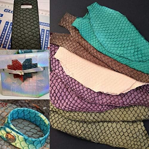 ZHONGJIUYUAN 6 Pieces 25x10cm Genuine Fish Skin Leather Piece For DIY Bag Belt Shoes Accessories (Random Color)
