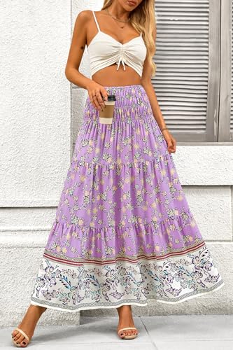 Image of CFLONGE Summer Maxi Skirts for Women 2026 Trendy Floral A Line Boho Skirt