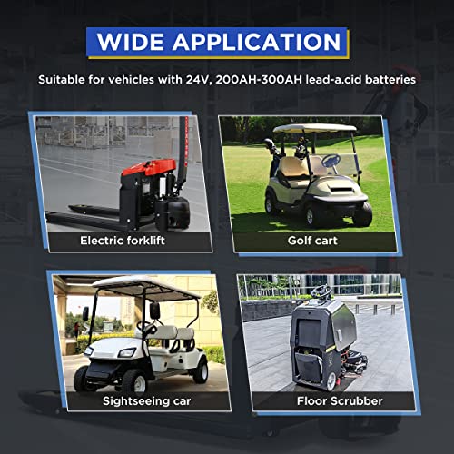 Battery Charger 24V 30A Fast Smart Golf Cart Battery Charger Fully-Automatic Electric Pallet Jack & Forklift & Club Car Charger With Temp. Control, Lcd Display, Cooling Fan, 3 Protection System 110V #TOP2