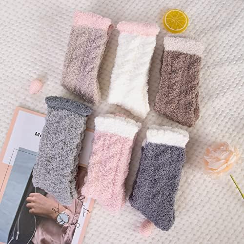 Image of Loritta 6 Pairs Womens Fuzzy Socks, Winter Warm Fluffy Slipper Socks