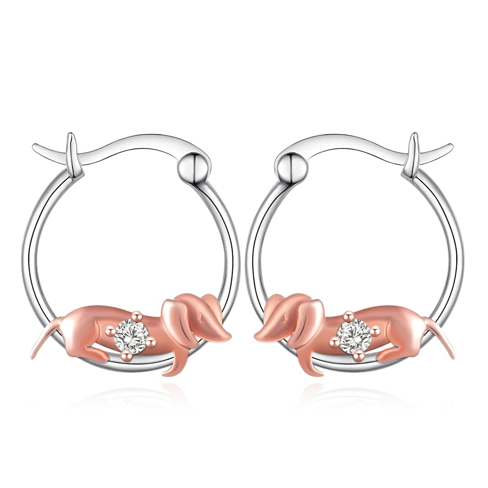 Dachshund Earrings 925 Sterling Silver Dachshund Birthstone Earrings Wiener Dog Birthstone Jewelry Dachshund Gifts for Women Dog Lovers