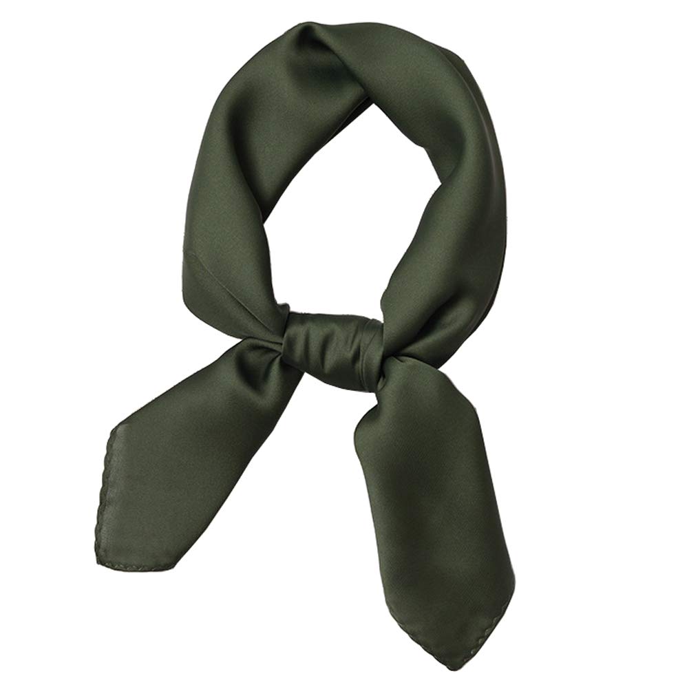 XINQIAO Womens Silk Like Solid Square Scarf Fashion Satin Neck Hair Tie Band (#11 GL Green)