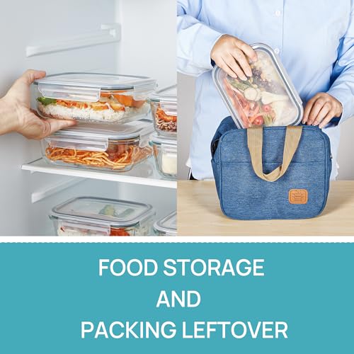 Vtopmart 5 Pack 35oz Glass Food Storage Containers with Lids, Meal Prep Containers, Airtight Reusable Lunch Container Set, Safe for Oven, Microwave, Freezer, and Dishwasher, Grey by Vtopmart - Image 5