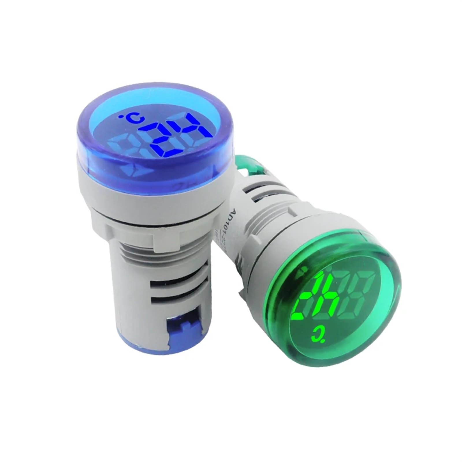 1 mini thermomètre rond à affichage numérique LED AC 50-380 V, instrument de mesure de la température à LED rouge et verte, câble de 1 mètre(50R)