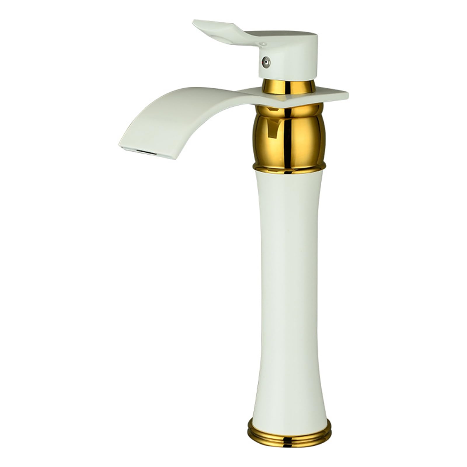 Agteruo Bathroom Mixer Tap Waterfall Basin Mixer Tap, Basin Taps Mixers Bathroom Sink Brass with 60cm UK Standard Hoses White+Gold