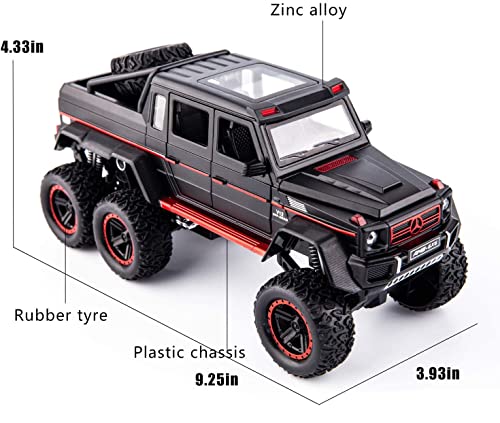 Image of 6 Wheel Drive Metal Car Pull Back with Open Doors, Engine Cover, Tail with Front and Rear Light & Music Great Gift for Boys and Girls Above-Multicolor(Mercedes G63)