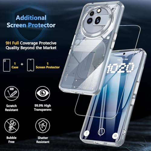 Image of Back Cover Case + Screen Protector for Nothing Phone 3a Pro 5G | Transparent Mobile Phone Back Cover Case for Nothing Phone 3 a Pro / 3a Pro 5G | TPU Transparent Back Cover