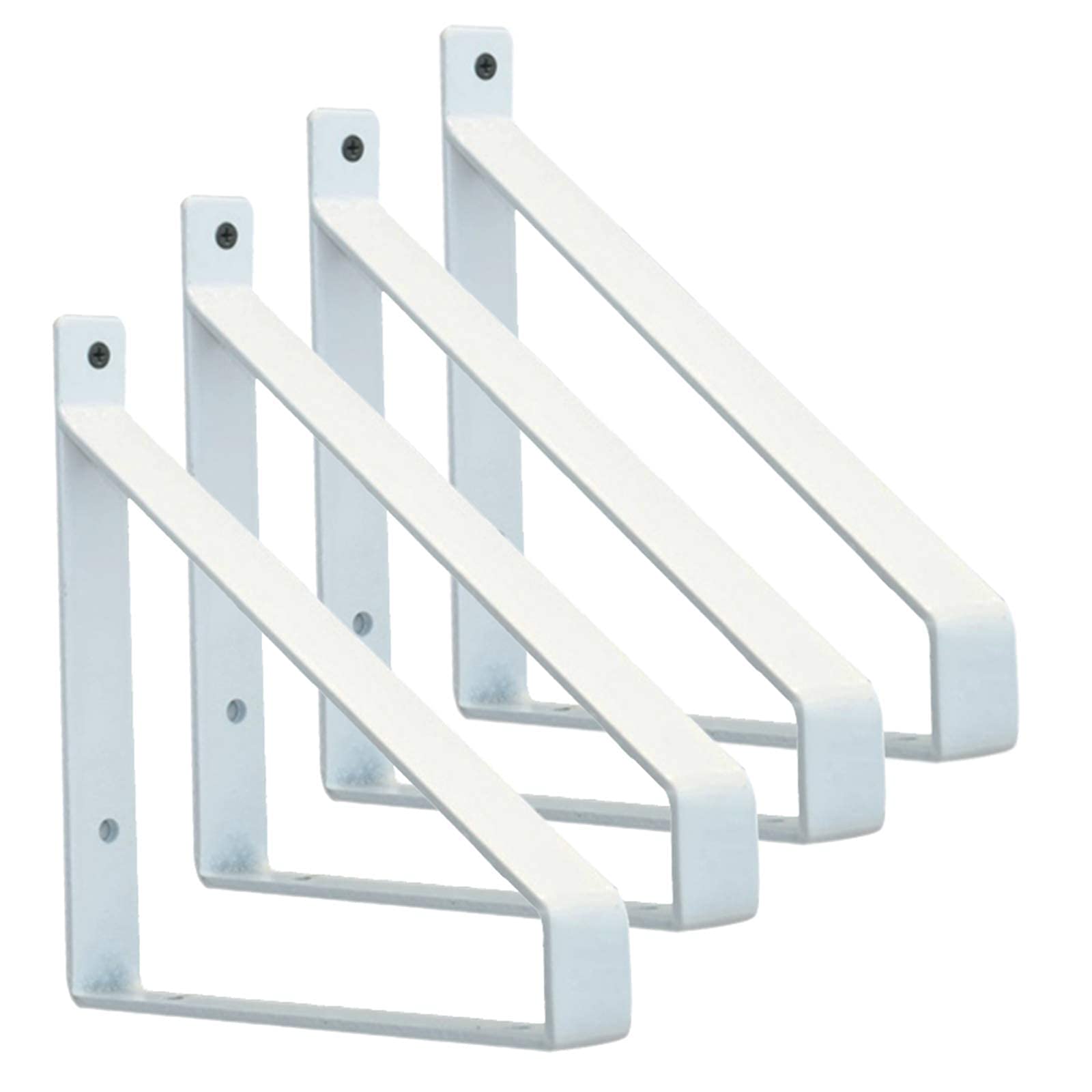 Staffe per mensole in Metallo 4X, Ferro battuto, Supporto per scaffali in Metallo Industriale per impieghi gravosi, Staffa per mensole flottante con Supporto Triangolare ad Angolo