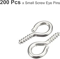 Vista 3 de uxcell 200 ganchos pequeños de ojo de tornillo con rosca, tornillos roscados, tornillo autorroscante de 0.31 x 0.39 pulgadas para hacer joyas, Plata